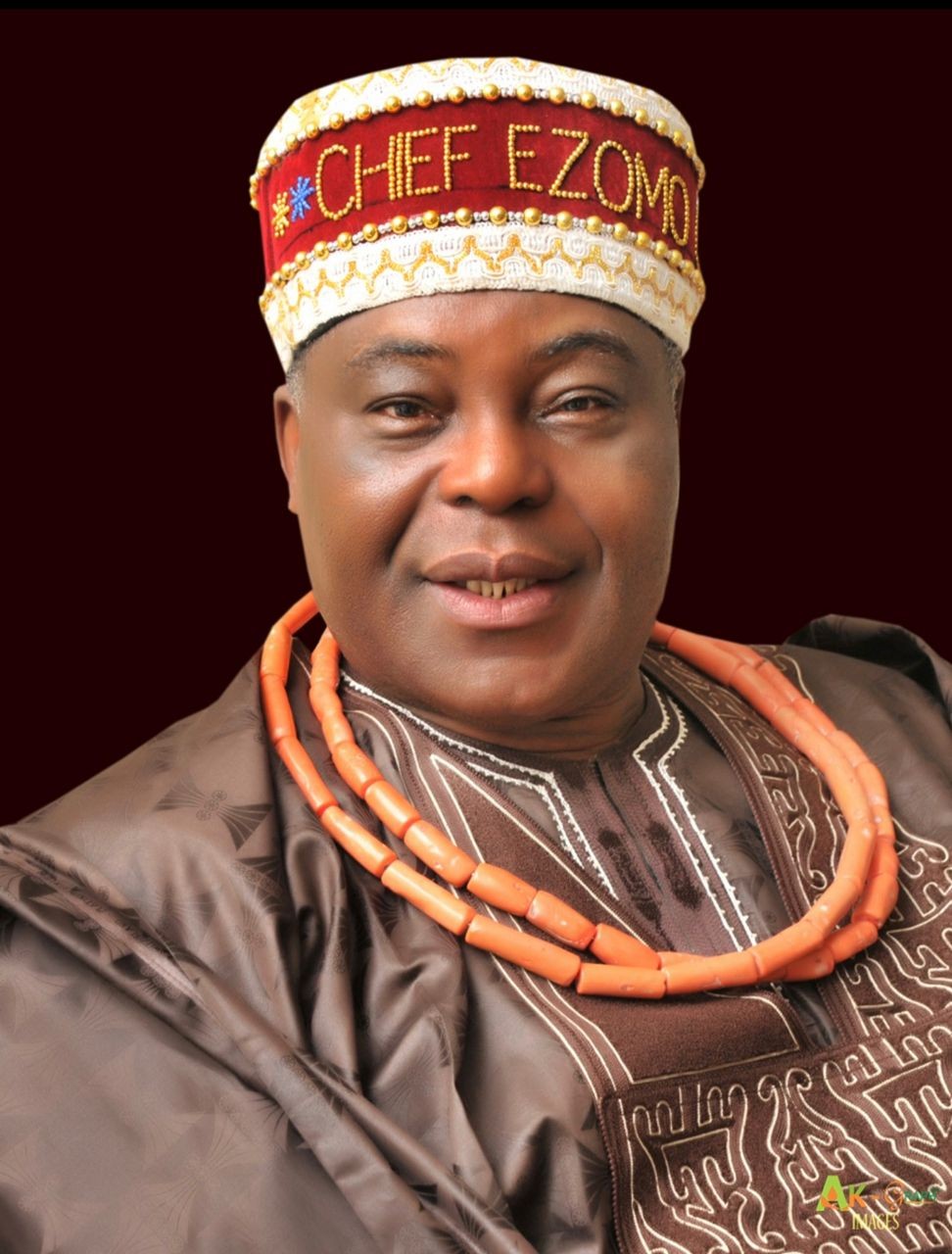 High Chief Raymond Dokpesi wearing traditional attire and coral beads